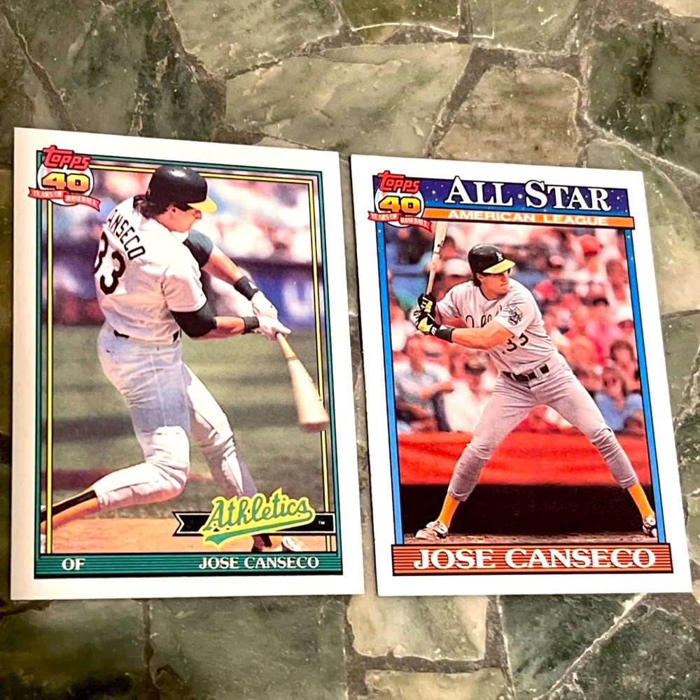 🔥2 JOSE CANSECO 1991 Topps 40 Years of Baseball Cards Oakland Athletics …
